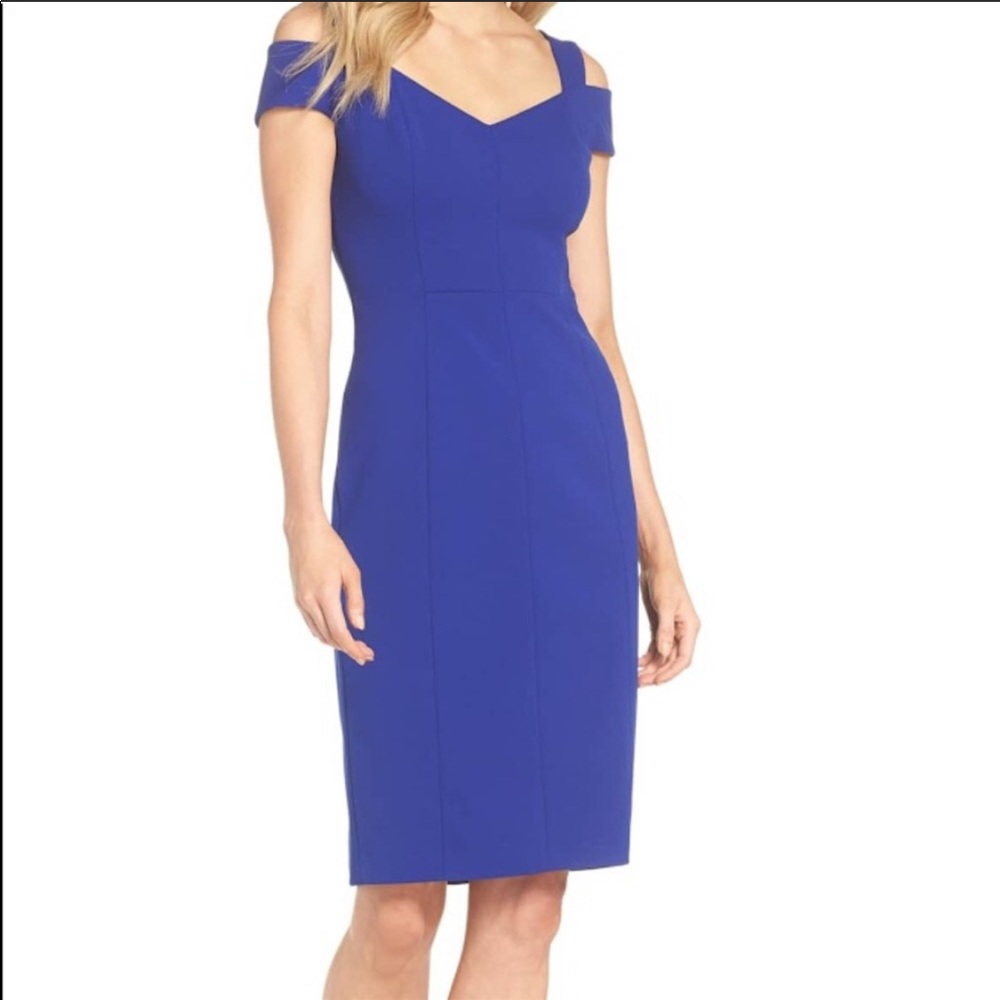 NWOT Eliza J Blue Cold Shoulder Cocktail Dress